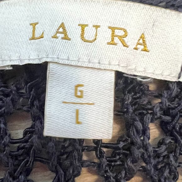 ✨Laura Nautical Open Weave Knit Sweater Quiet Luxury Crochet Top Size L✨ - Picture 7 of 16